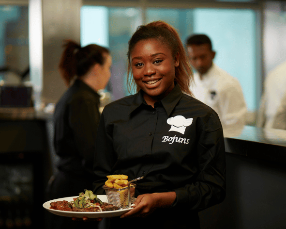 Printed workwear being used in hospitality